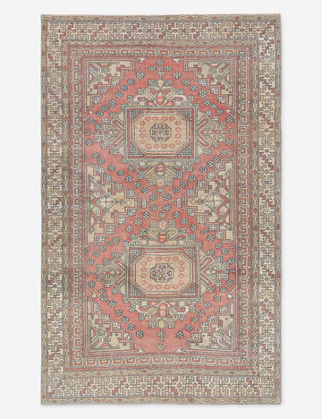 Vintage Turkish Hand-Knotted Wool Rug No. 525, 4' 1" X 6' 7"