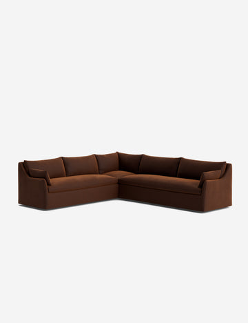 Open Box: Portola Slipcover Corner Sectional Sofa, Cinnamon Porto Velvet Left-Facing