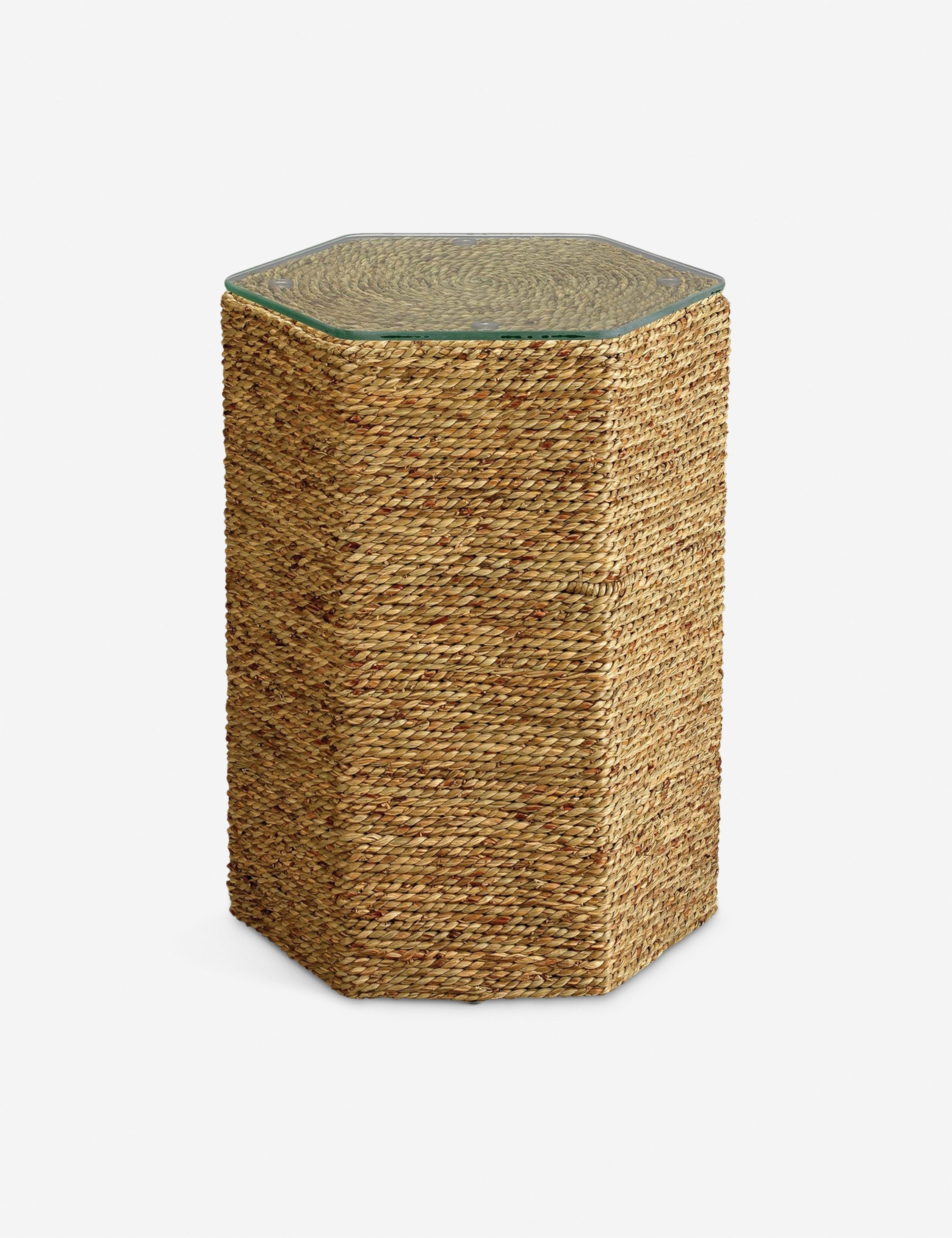| Taina hexagonal braided seagrass side table.