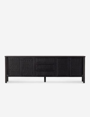 Isaura black cane-paneled media console.