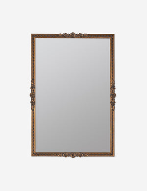 Cantara gold rectangular floral detailed framed decorative wall mirror