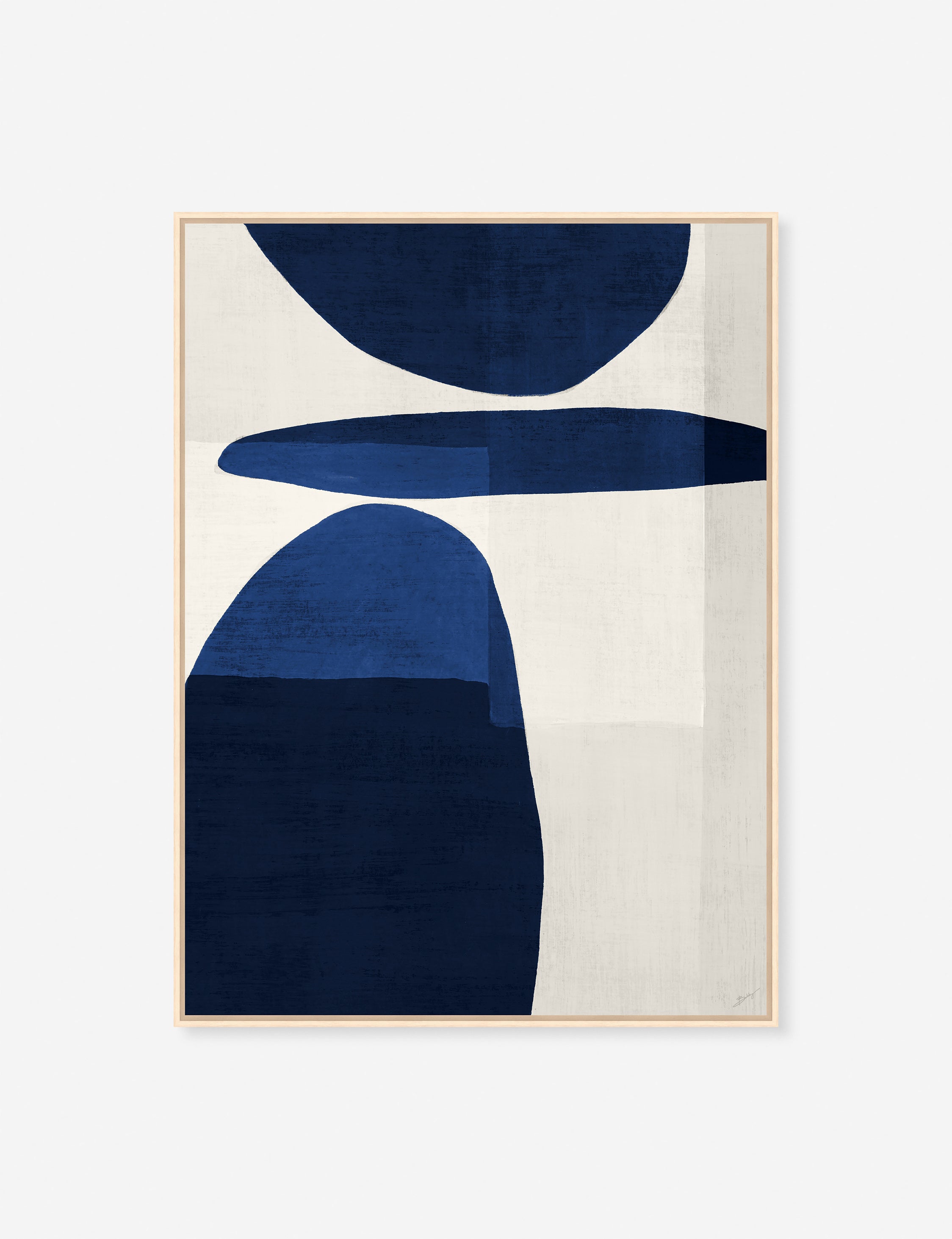#size::30--x-41- #size::32--x-45- #size::42--x-60- #size::49--x-70- #frame-option::framed | Balancing Act V Print featuring a blue and ivory subtle geometrical design by Bobby Berk