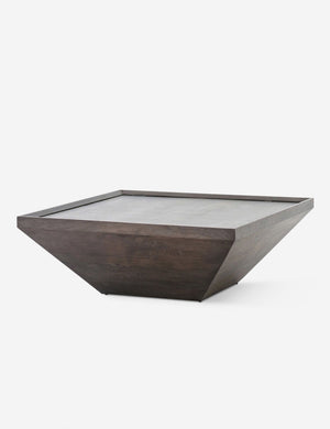 Angled view of the Alison geometric square coffee table