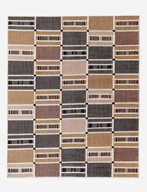 Anni wool-cotton blended rug with warm-toned offsetting stripes by Nina Freudenberger