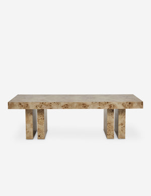 Brisa rectangular burl wood coffee table with four legs