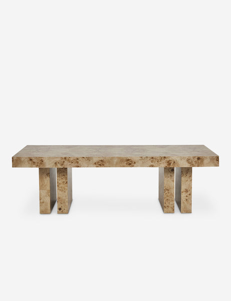 | Brisa rectangular burl wood coffee table with four legs
