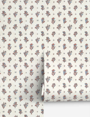 Calico Wallpaper by Scalamandre, Ruby Peacock - Swatch