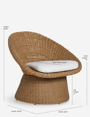 Dimensions on the Ferran Indoor Outdoor Accent Chair