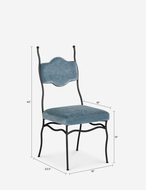 Lenkki Dining Chair by Sarah Sherman Samuel : Denim Performance Striated Velvet