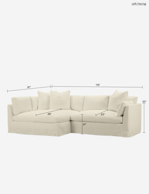 Coen Slipcover Sectional Sofa : White / Left-Facing