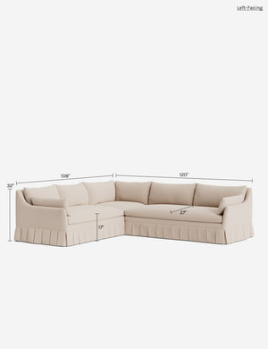Portola Luxe Depth Pleated Corner Sectional Sofa : Terracotta Linen Weave / Left-Facing