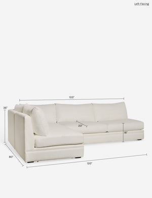 Winona Armless Sectional Sofa : Ivory Linen / Right-Facing
