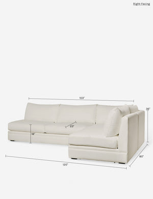 Winona Armless Sectional Sofa : Ivory Linen / Right-Facing