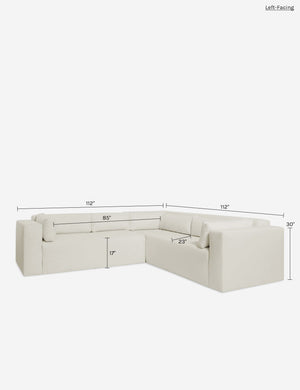 Zeren Corner Sectional Sofa : Ivory Linen / Left-Facing