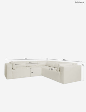 Zeren Corner Sectional Sofa : Ivory Linen / Left-Facing