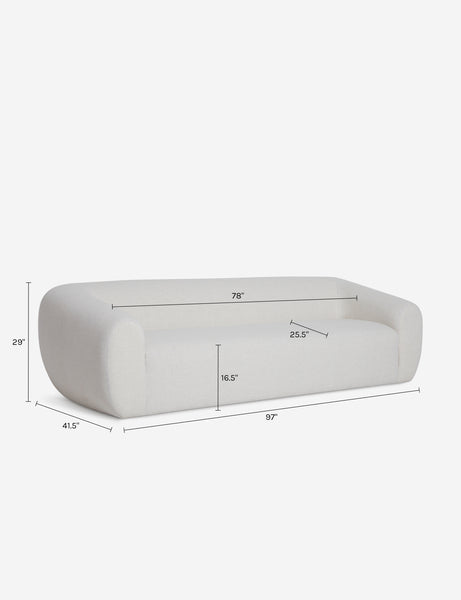 | Dimensions on the Harlowe Sofa