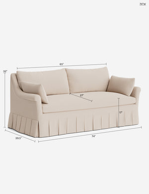 Portola Rolled Arm Luxe Depth Pleated Sofa : Blush Performance Striated Velvet / 74