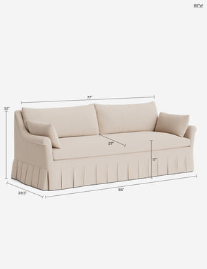 Portola Rolled Arm Luxe Depth Pleated Sofa : Blush Performance Striated Velvet / 74