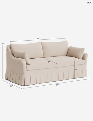Portola Rolled Arm Pleated Sofa : Blush Performance Striated Velvet / 74
