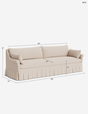 Portola Rolled Arm Pleated Sofa : Blush Performance Striated Velvet / 74