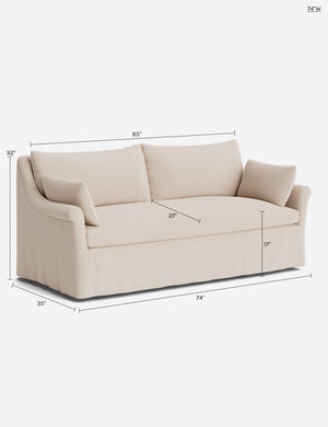 Portola Rolled Arm Slipcover Sofa : Blush Performance Striated Velvet / 74