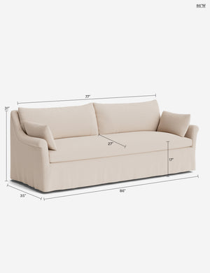 Portola Rolled Arm Slipcover Sofa : Blush Performance Striated Velvet / 74