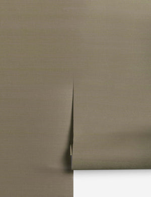 Grasscloth olive green solid wallpaper by Sarah Sherman Samuel