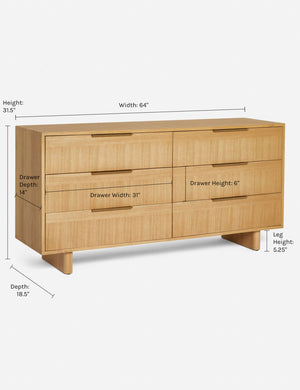 Dimensions on the Hillard 6 Drawer Dresser