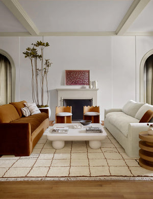 Irregular Grid Hand-Knotted Wool Rug Swatch by Sarah Sherman Samuel, Ivory