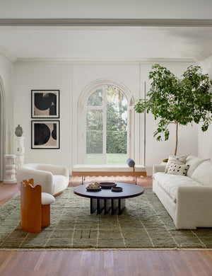 Irregular Grid Hand-Knotted Wool Rug Swatch by Sarah Sherman Samuel, Khaki