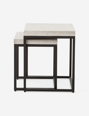 Kallia indoor and outdoor nesting side tables with iron bases and concrete tops