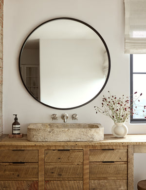 Idris Round Mirror : Black