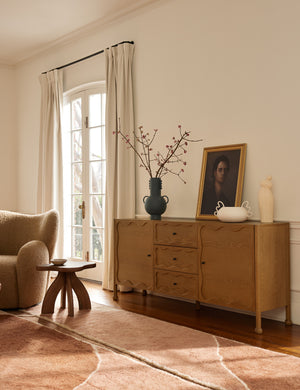 Selenia modern textural figurine sculpture by Aimee Song styled on a sideboard cabinet