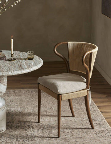 Open Box: Amira Dining Chair, Navy Stripe by Amber Lewis x Four Hands