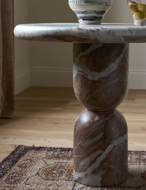 Open Box: Figueroa Round Side Table, Sawar Marble by Amber Lewis x Four Hands