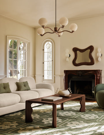 #size::2-6--x-8--runner #size::6--x-9- #size::8--x-10- #size::9--x-12- #size::10--x-14- #size::12--x-15- | Living room featuring the Carlisle Geometric Motif Hand-Knotted Wool Rug by Aimee Song