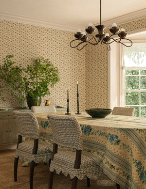 Peony green textural terracotta decorative bowl by Heidi Caillier styled on a dining table.