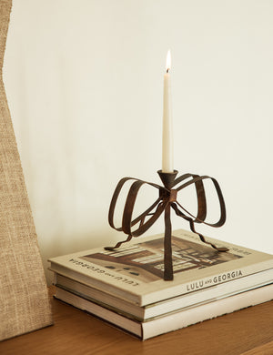 Ribbon Candlestick by Sarah Sherman Samuel : Bronze
