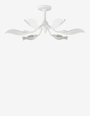 #color::white #size::36-dia | Popelin white gesso petal-arm semi flush mount light