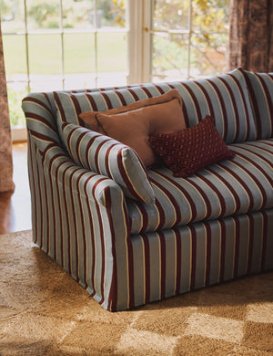 Portola Rolled Arm Slipcover Sofa : Blush Performance Striated Velvet / 74