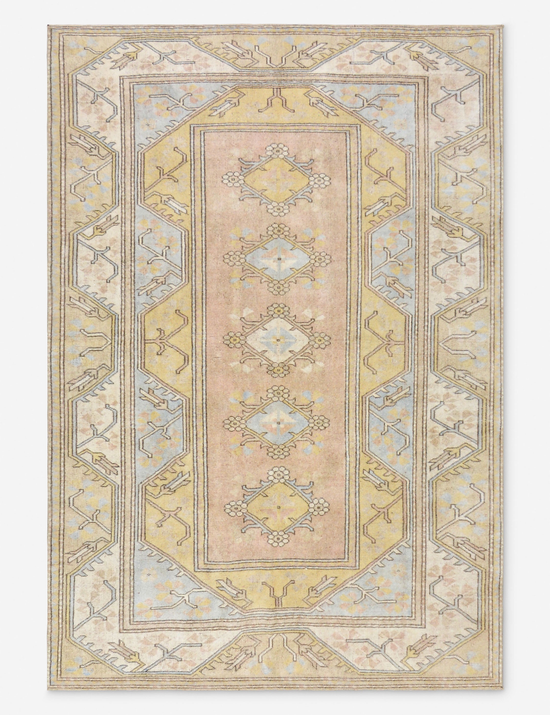 Vintage Turkish Hand-Knotted Wool Rug No. 516, 5' 6" x 8'