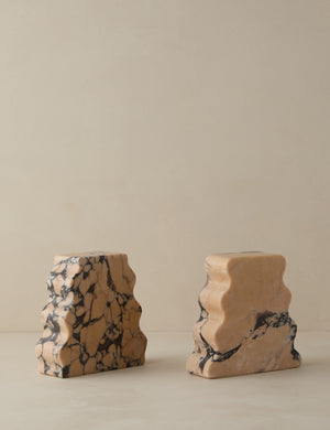 Blithe sculptural marble bookends