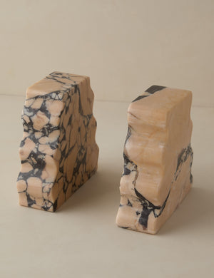 Blithe sculptural marble bookends