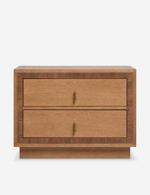 Brandt clean-lined oak two drawer nightstand