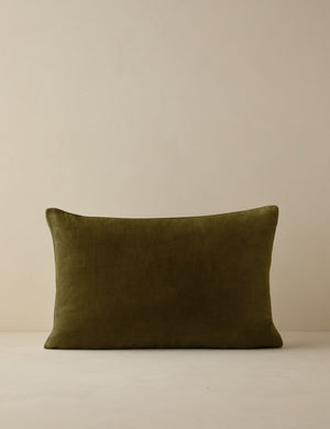 Charlotte Olive Green Lumbar Velvet Pillow