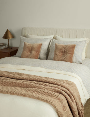 Eadlin Striped European Flax Linen Bedding Collection