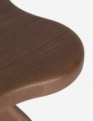 Close up view of the Etna sculptural modern wood accent stool by Aimee Song