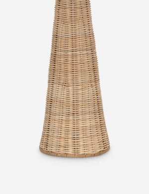 Close up of the base of the Southcott tapered woven rattan table lamp