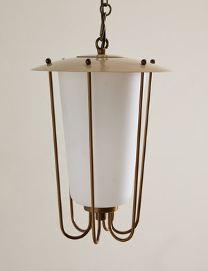Close up of the Frederick tapered glass shade chain pendant light by Heidi Caillier
