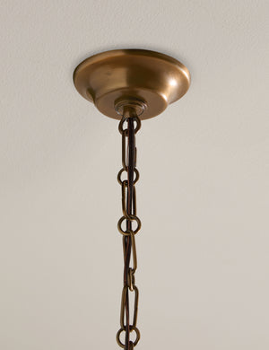 Close up of the Frederick tapered glass shade chain pendant light by Heidi Caillier